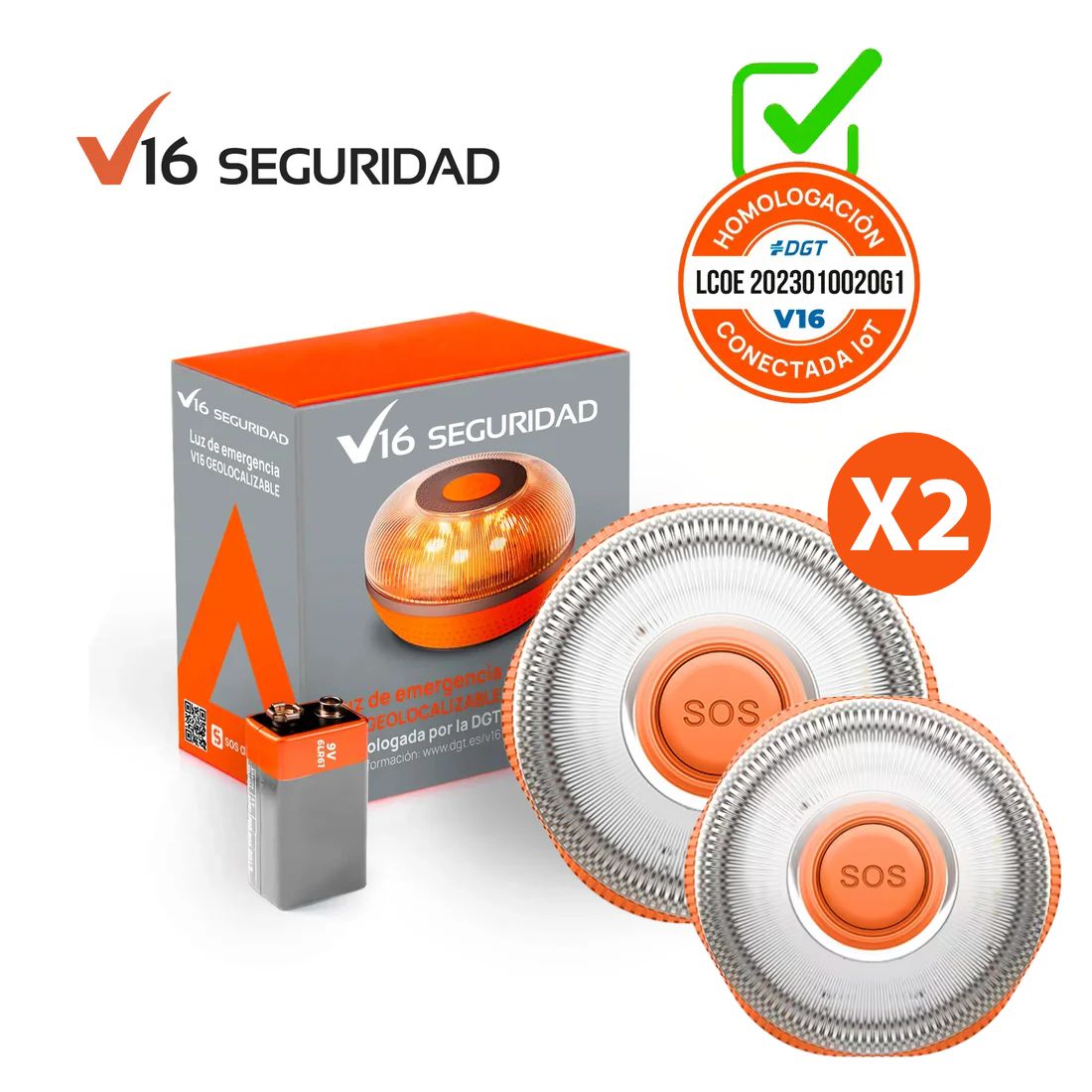 Pack 2x Baliza V16 Conectada Homologada DGT 3.0